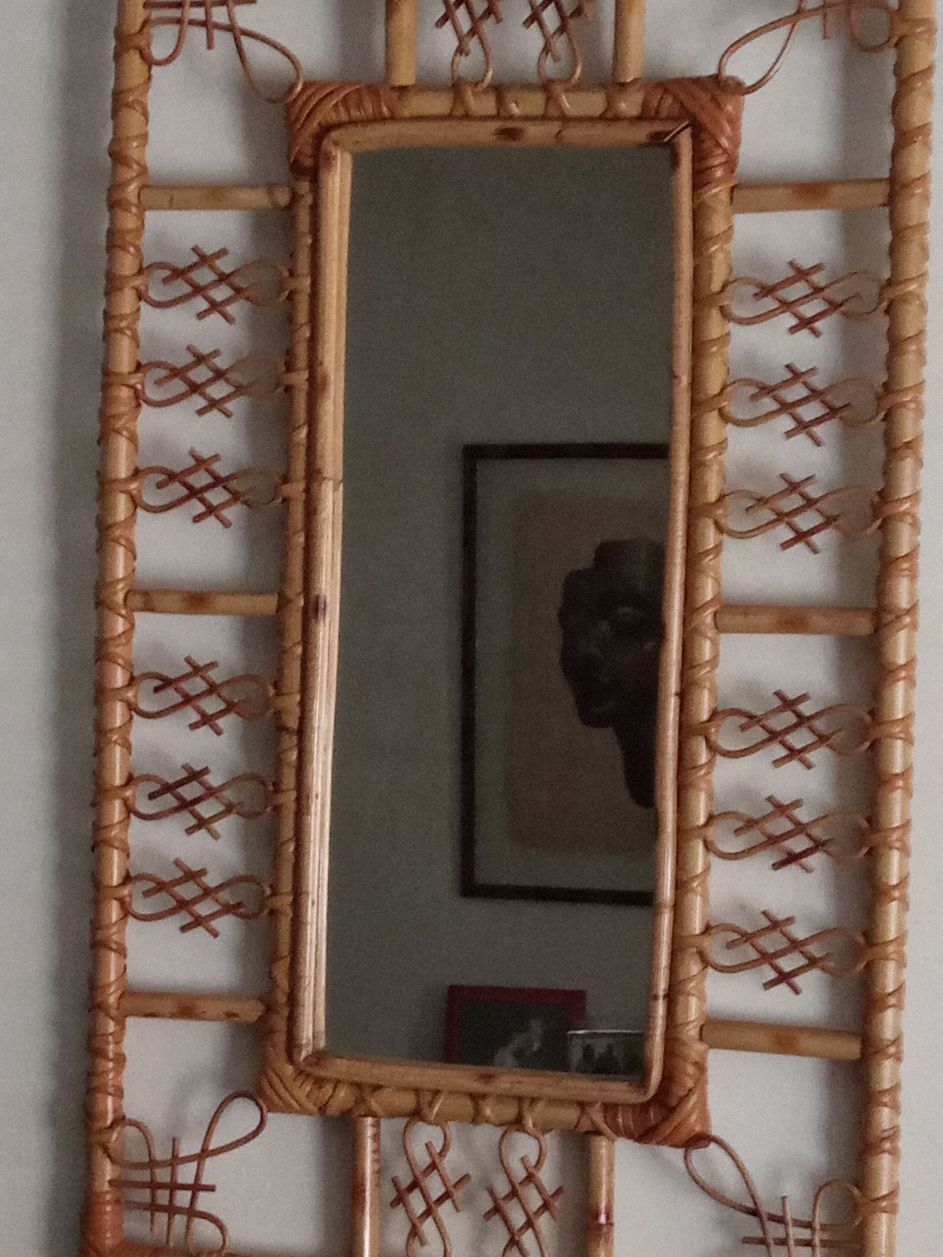 Miroir en bambou vintage