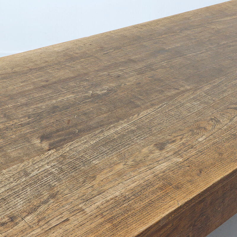 Long Antique Rustic Farmhouse Dining Table from Oak