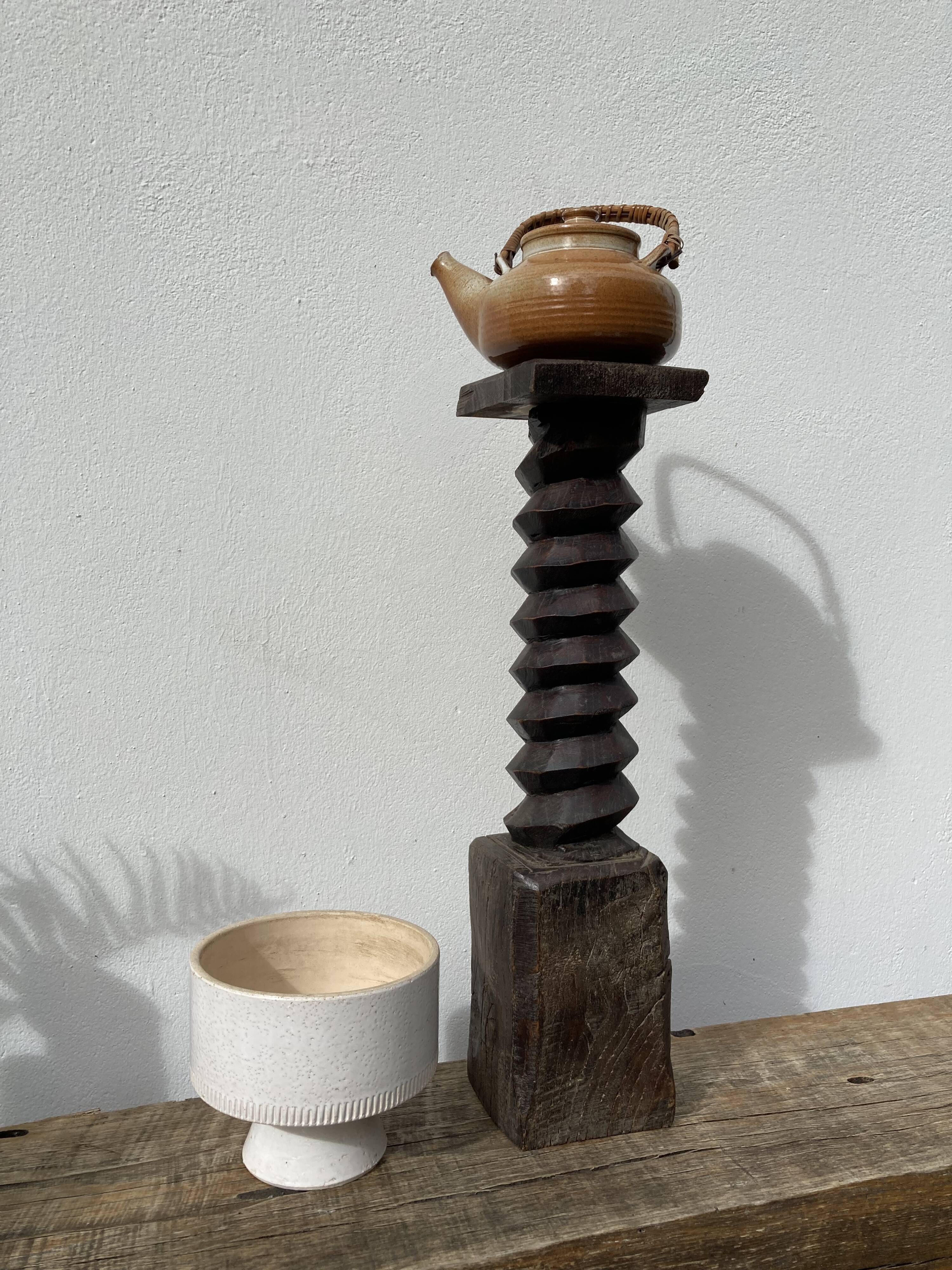 Console vis de pressoir monté en sellette en bois 1940