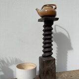 Console vis de pressoir monté en sellette en bois 1940