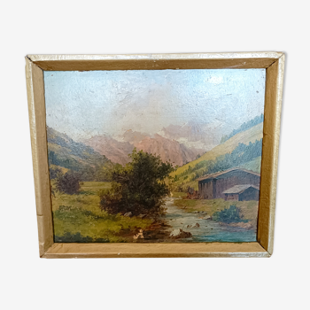 Oil on panel painting signed K. Vukovic landscape montage