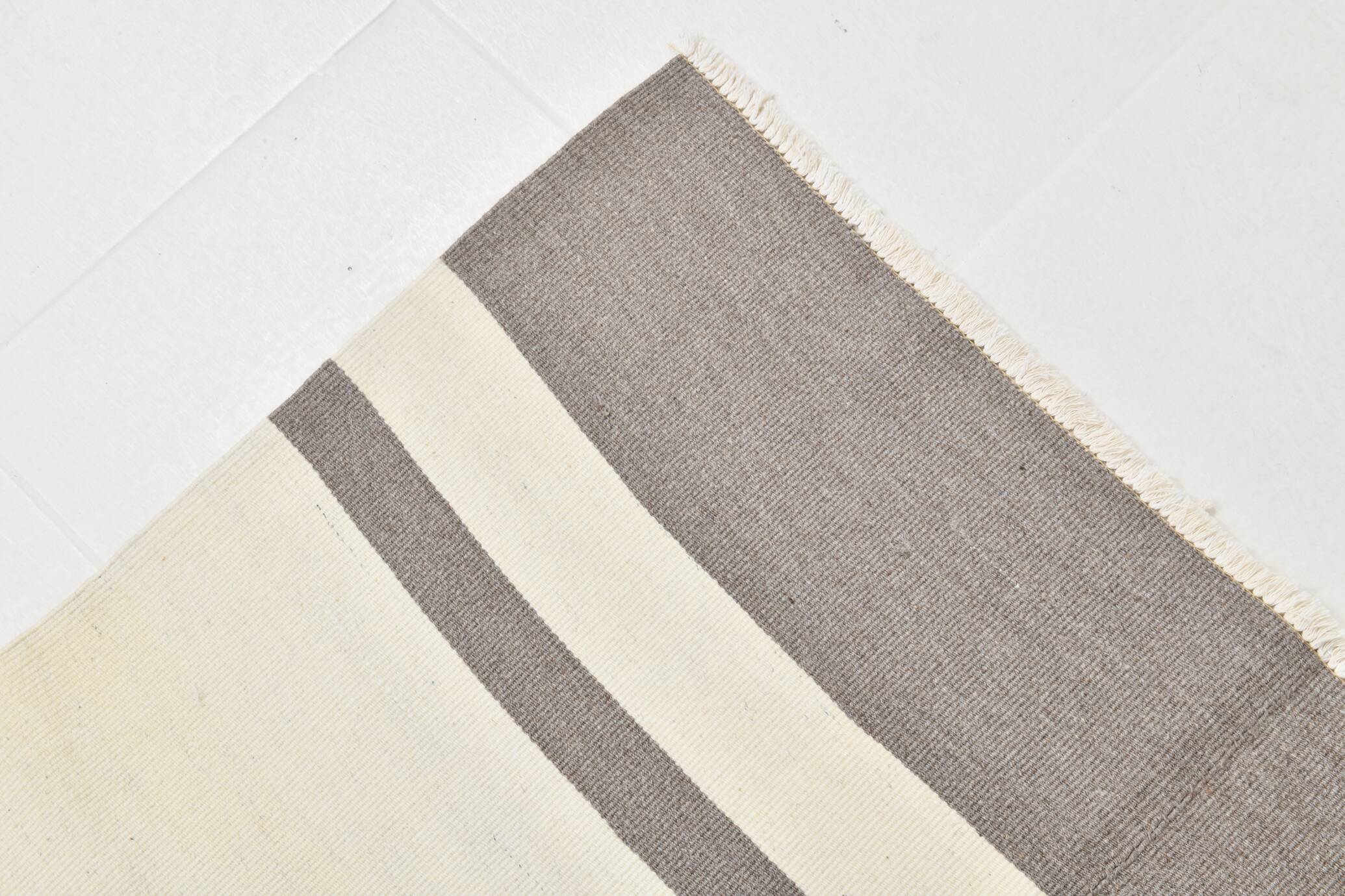 7x9 Cream Gray Handmade Comtemporary Kilim Rug, 225x276Cm