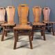 Vintage oak brutalist chairs, 1970s set of 6