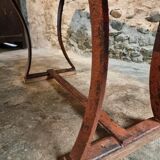 Vintage industrial table – Iron base and solid wood top (201 cm)