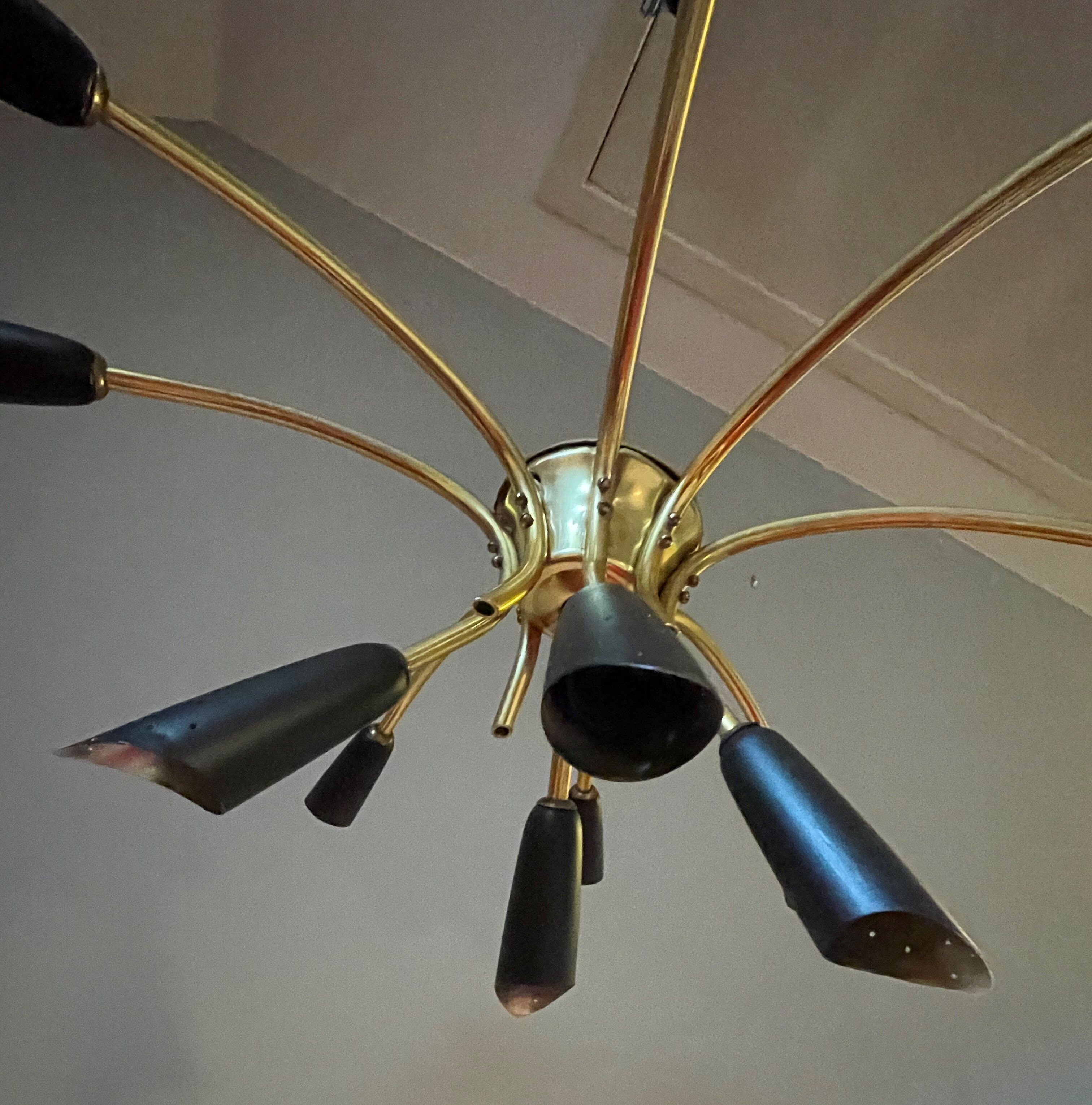 Sputnik brass chandelier