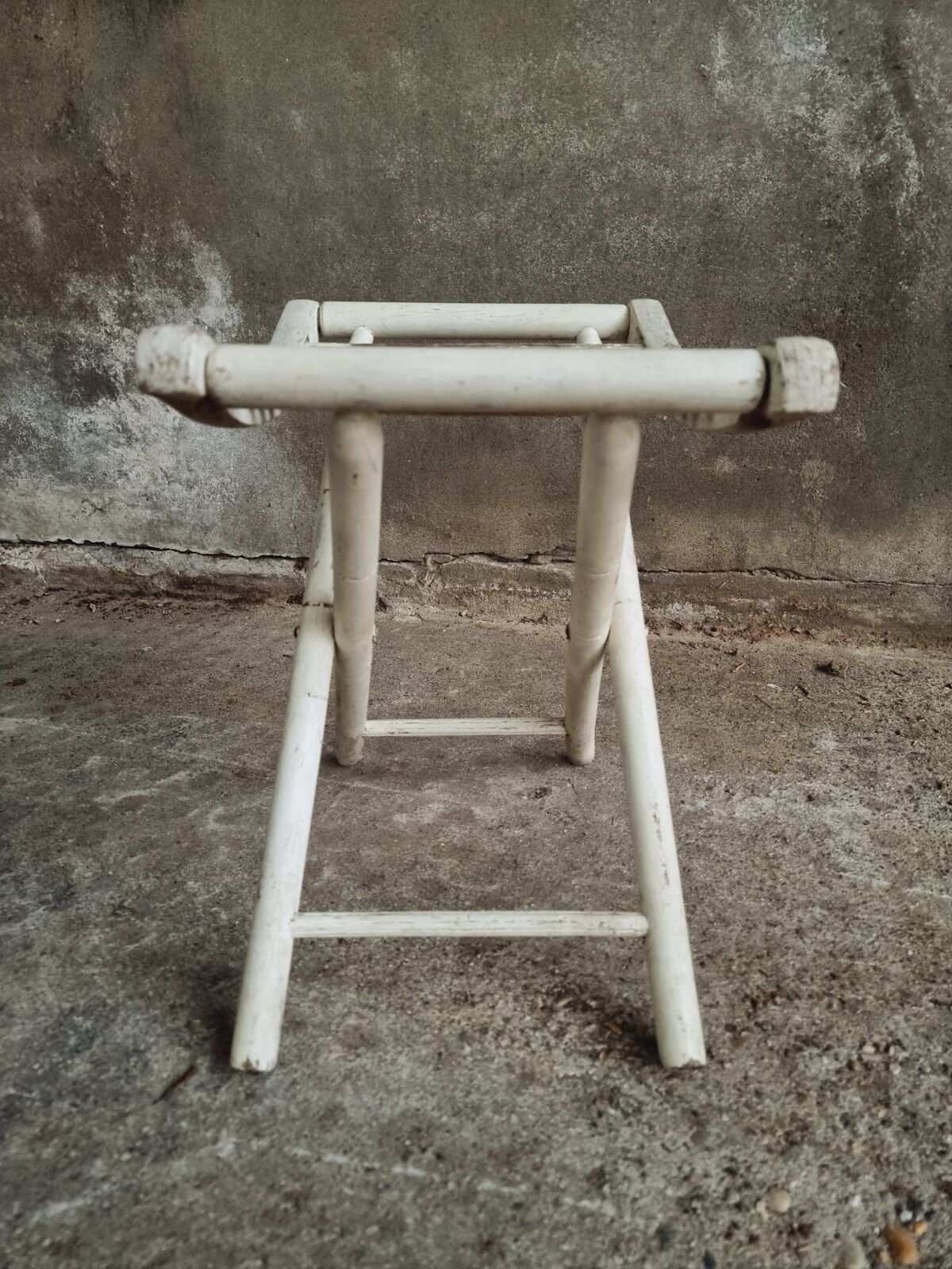 Vintage stool folding stool chalk white