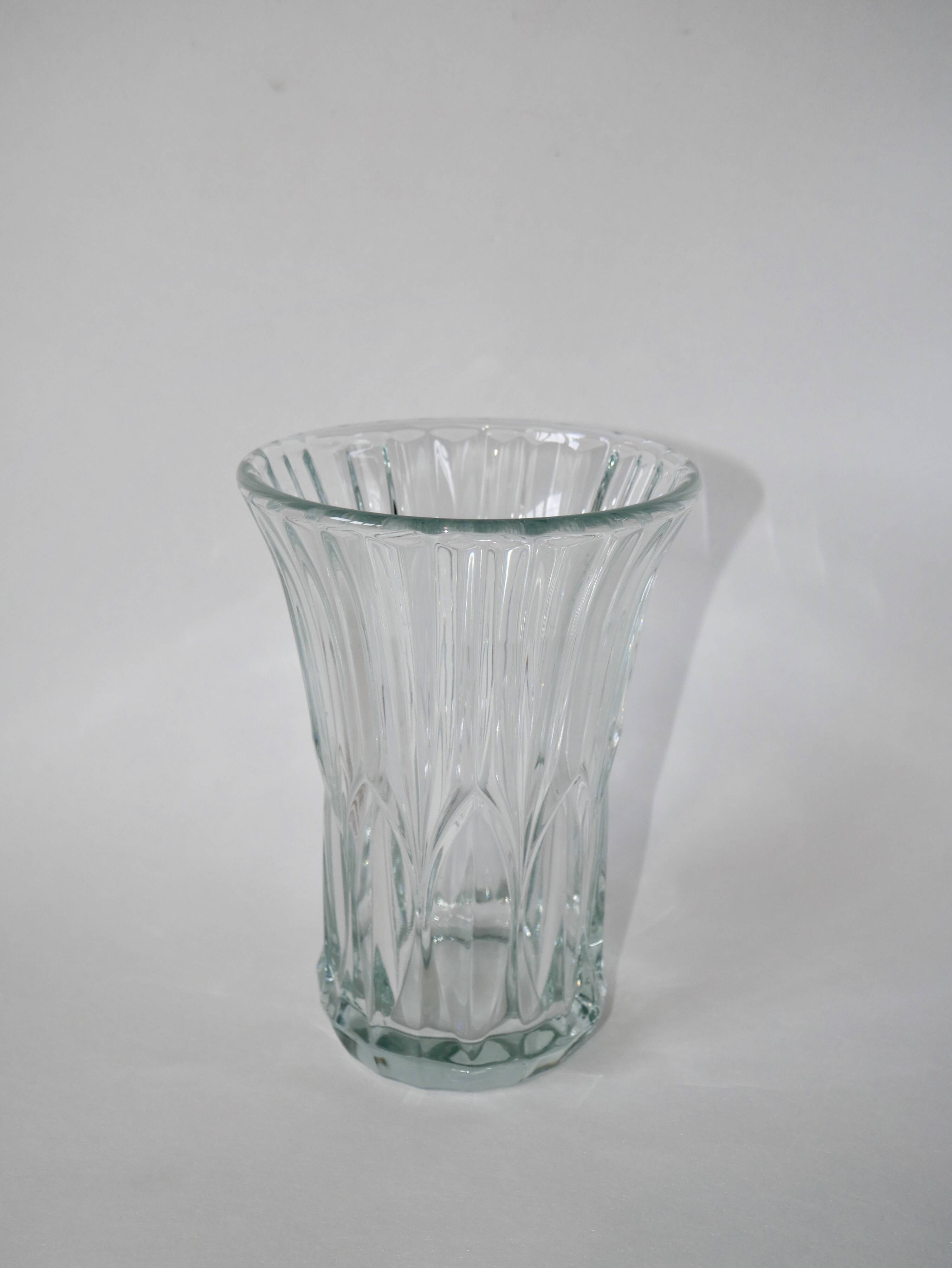 art deco style molded glass vase 1950