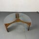 Mid-Century Modernist Wenge and Glass Round Coffee Table, 1970s