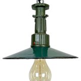 Industrial Green Enamel Pendant Lamp with Cast Aluminium Top, 1960