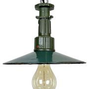 Industrial Green Enamel Pendant Lamp with Cast Aluminium Top, 1960