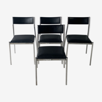 4 1960’s Belgian mid century leatherette dining chairs by ‘Tavo’