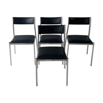 4 1960’s Belgian mid century leatherette dining chairs by ‘Tavo’
