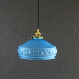 Old pendant lamp in blue translucent glass - circa 1930 - delivered with