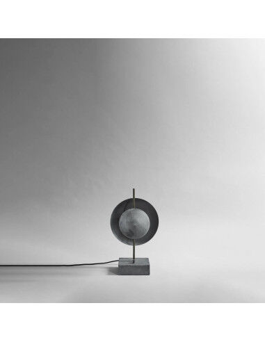 Oxidized metal table lamp, contemporary work.