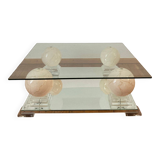 Coffee table with marbled ceramic balls and mirror