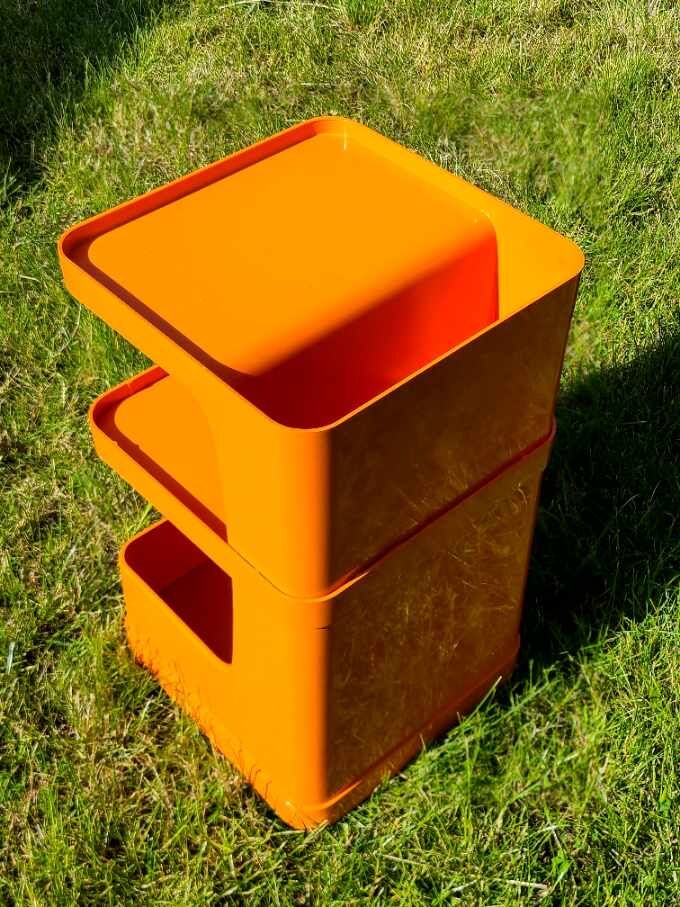 Vintage bedside cabinet storage flair prisunic orange