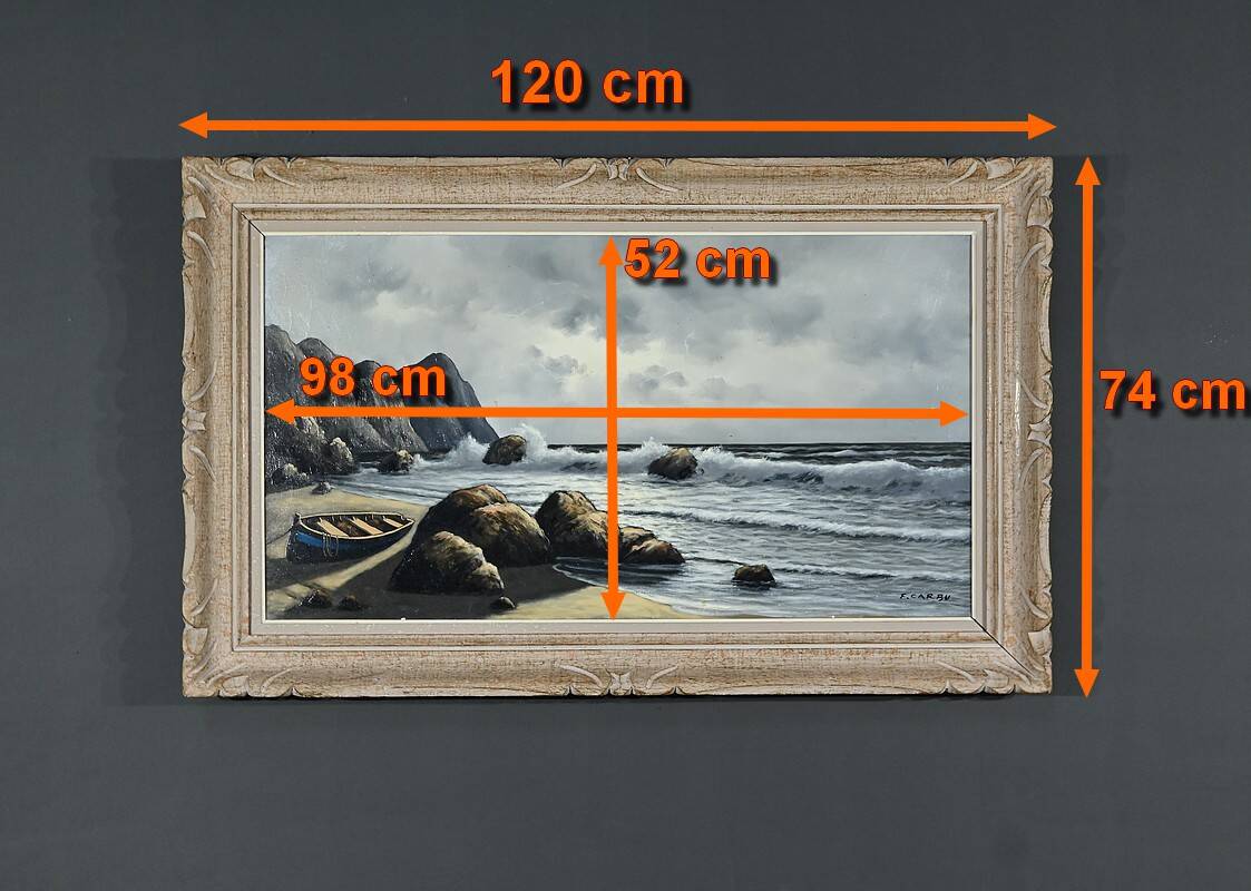 Grande Huile sur Toile Marine signée F. Carbu – XXe