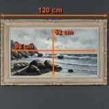 Large Oil on Marine Canvas signed F. Carbu – 20th