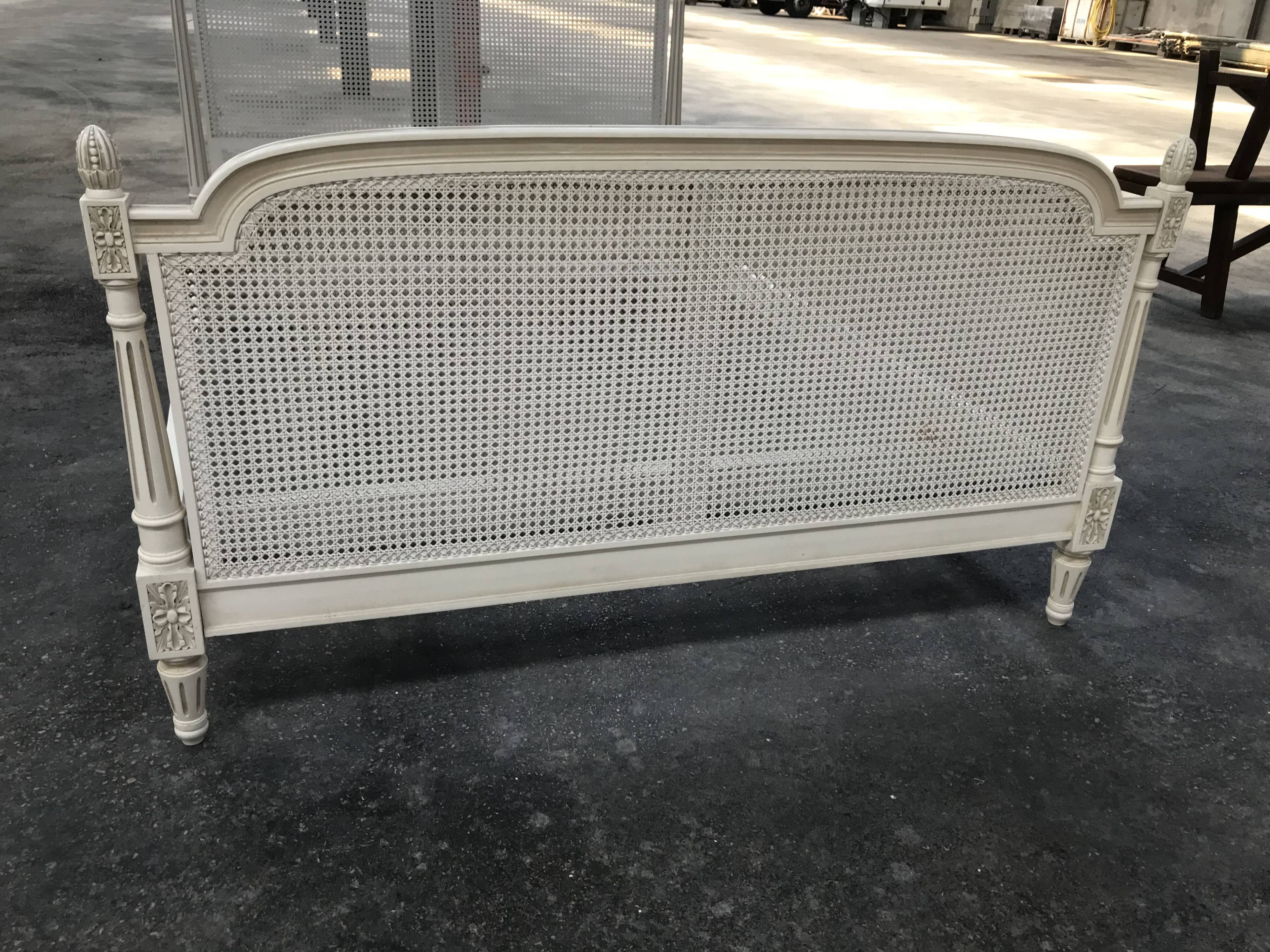 Louis XVI white bedwood caning and wood