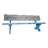 Outdoor bench in patinated blue solid wood