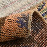 2x8 Short Blue Beige Vintage Runner Rug, 58x250Cm