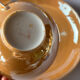 Set of 3 iridescent fine porcelain coffee cups