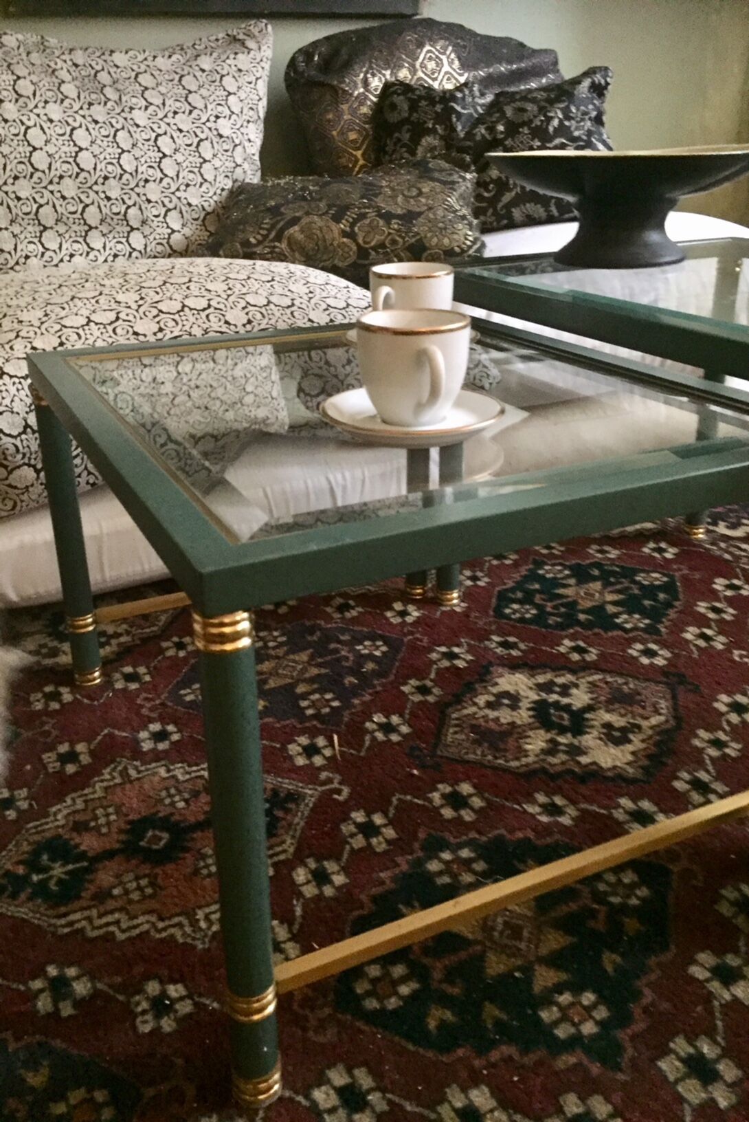Nesting tables in green glass