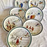7 anciennes assiettes à dessert Creil et Montereau Terre de fer