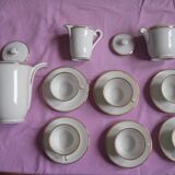 Antique coffee service, white and gold, Limoges, 1940