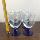 Set of 7 water/wine glasses on stems in vintage blue colors
