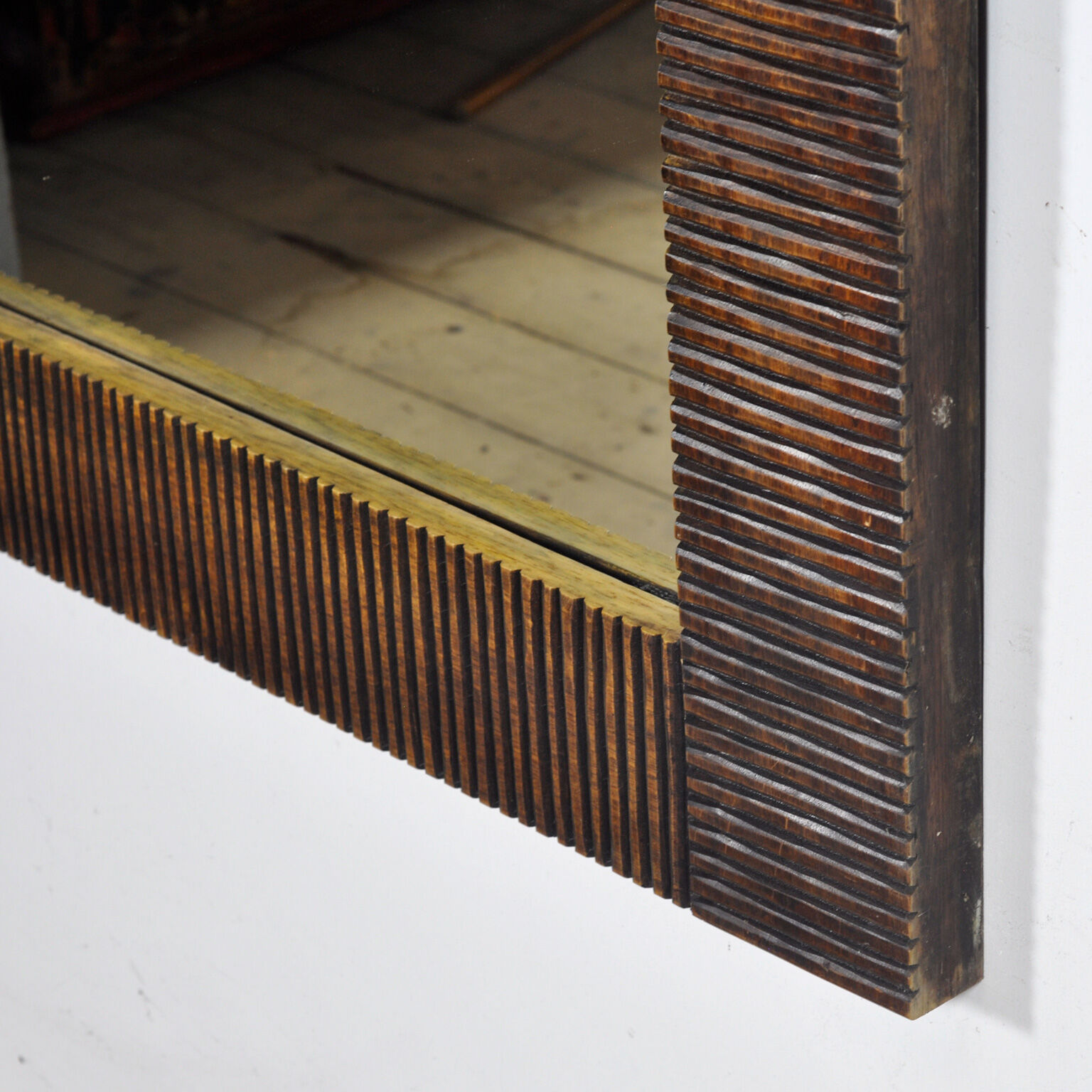 Oak brutalist mirror, 1970s