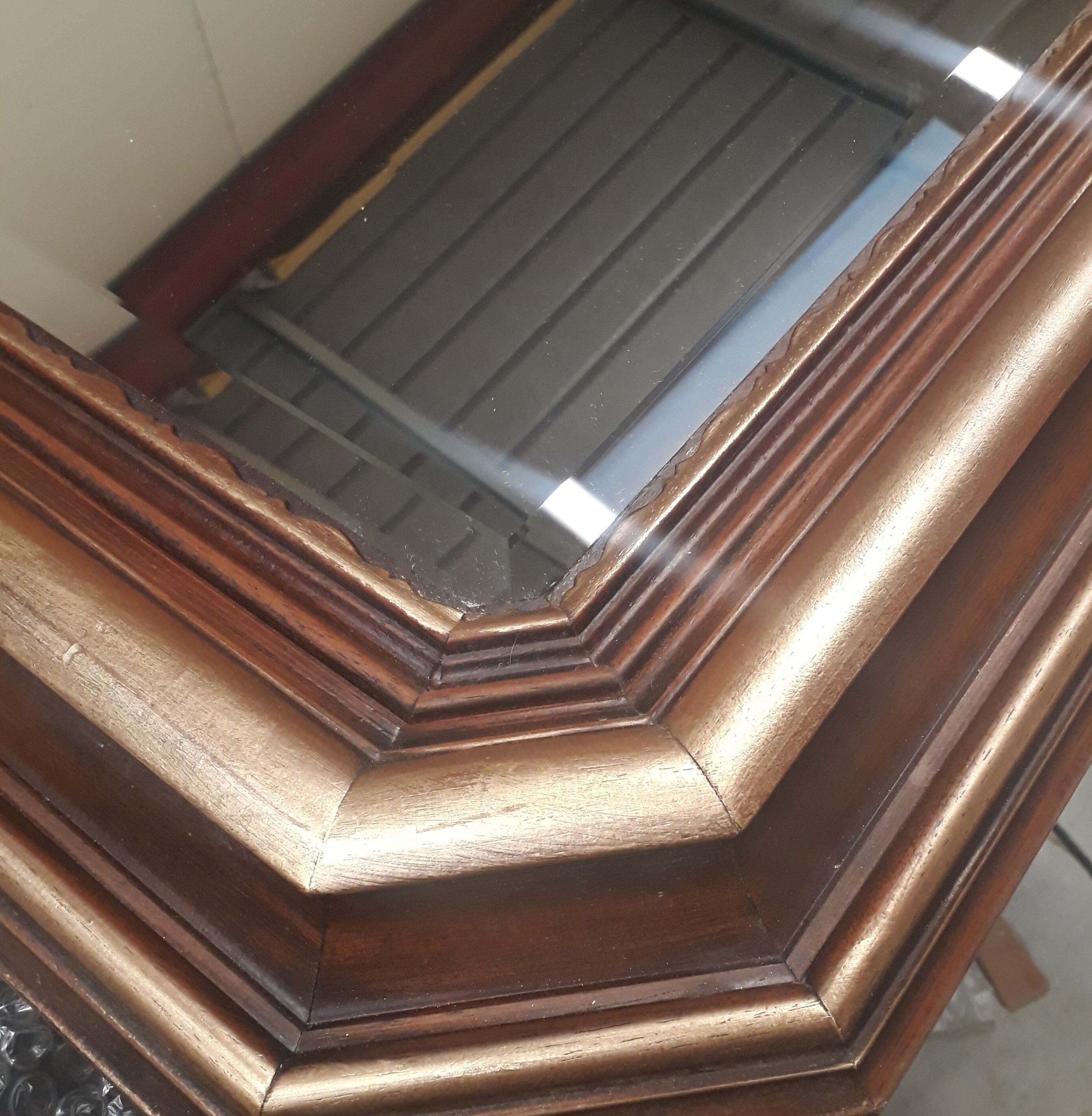 Mirror exotic wood patinated gold 1970