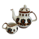 Boch La Louvière teapot and milk jug, kimono pattern