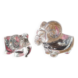 Set of 2 Vannes Crystal Pocket Emptyers, elephant and ram