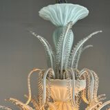 Venetian chandelier in white and gold Murano glass, circa 1980