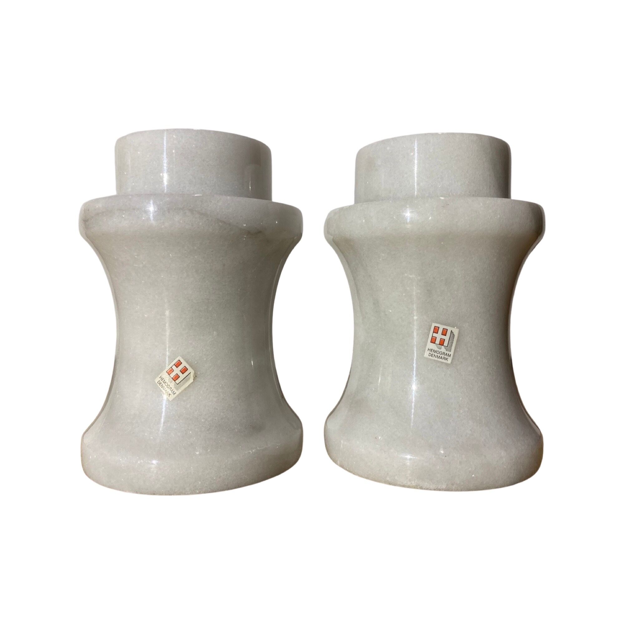 2 Vintage HEMOGRAM Denmark Marble Candlestick Holders | Set of 2 Candle Stick Holders