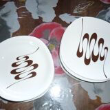6 flat plates of the Slalom service in porcelain 70s