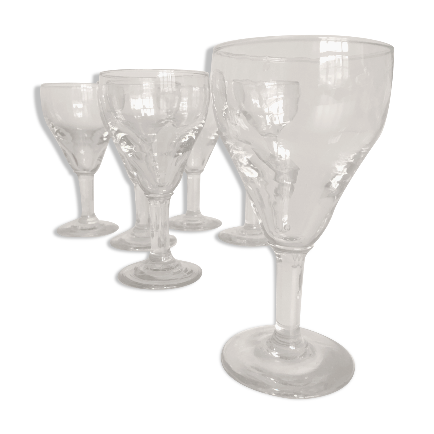 series of 6 walk glasses from bistro counter 50s