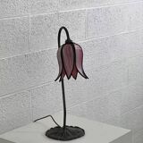 Flower lamp in bronze metal and glass paste
