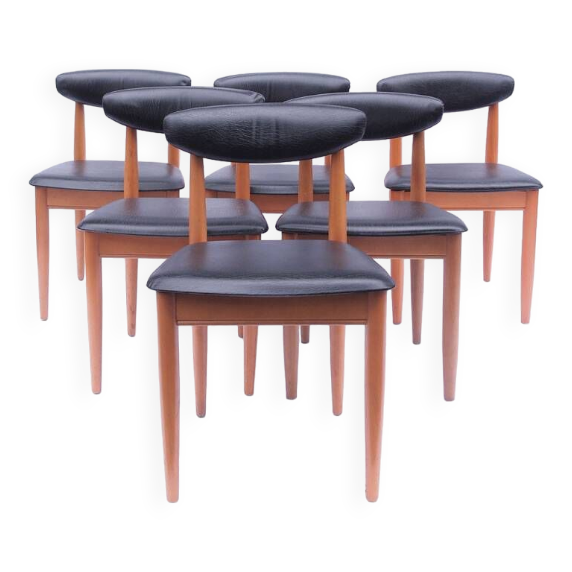 Set of 6 vintage black Scandinavian chairs