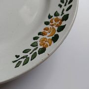 Plat rond à pied ancien signé Labrut frères fleurs