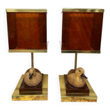 Pair of Brass and Bakelite Duck Lamps from the 1970s