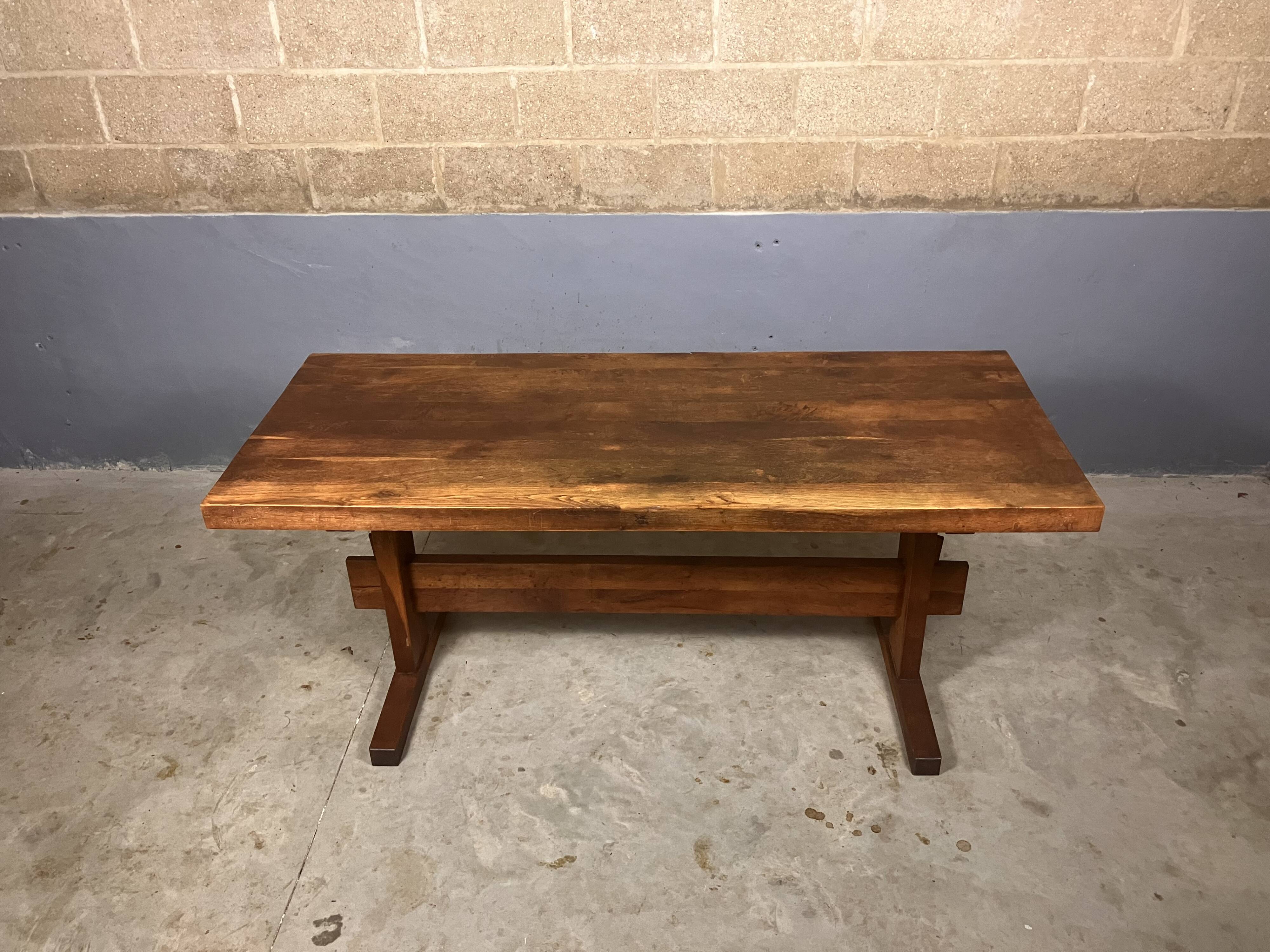 Oak dining table with 2 benches Minimalist Brutalist Wabi Sabi