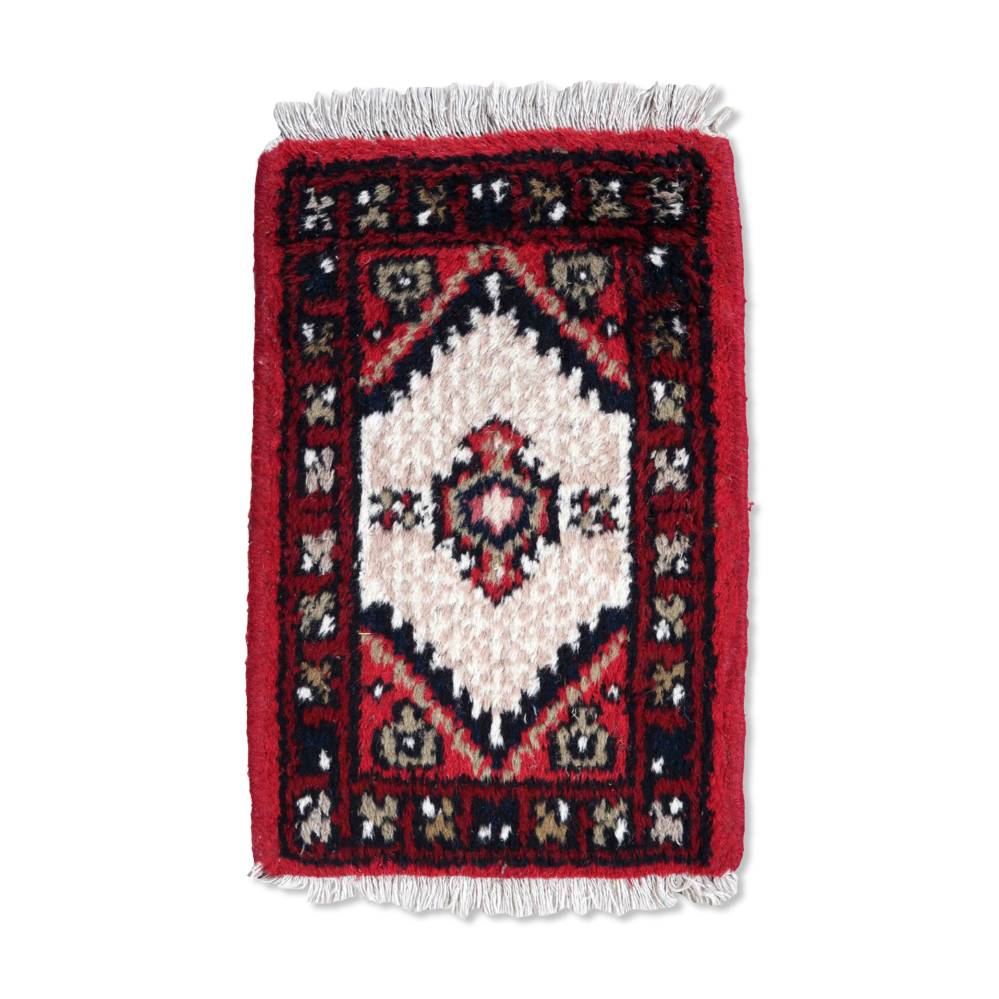 Vintage Persian carpet Hamadan handmade 40cm x 59cm 1970s