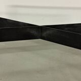 Table basse en fer et verre fabriquée à la main dans les années 60
