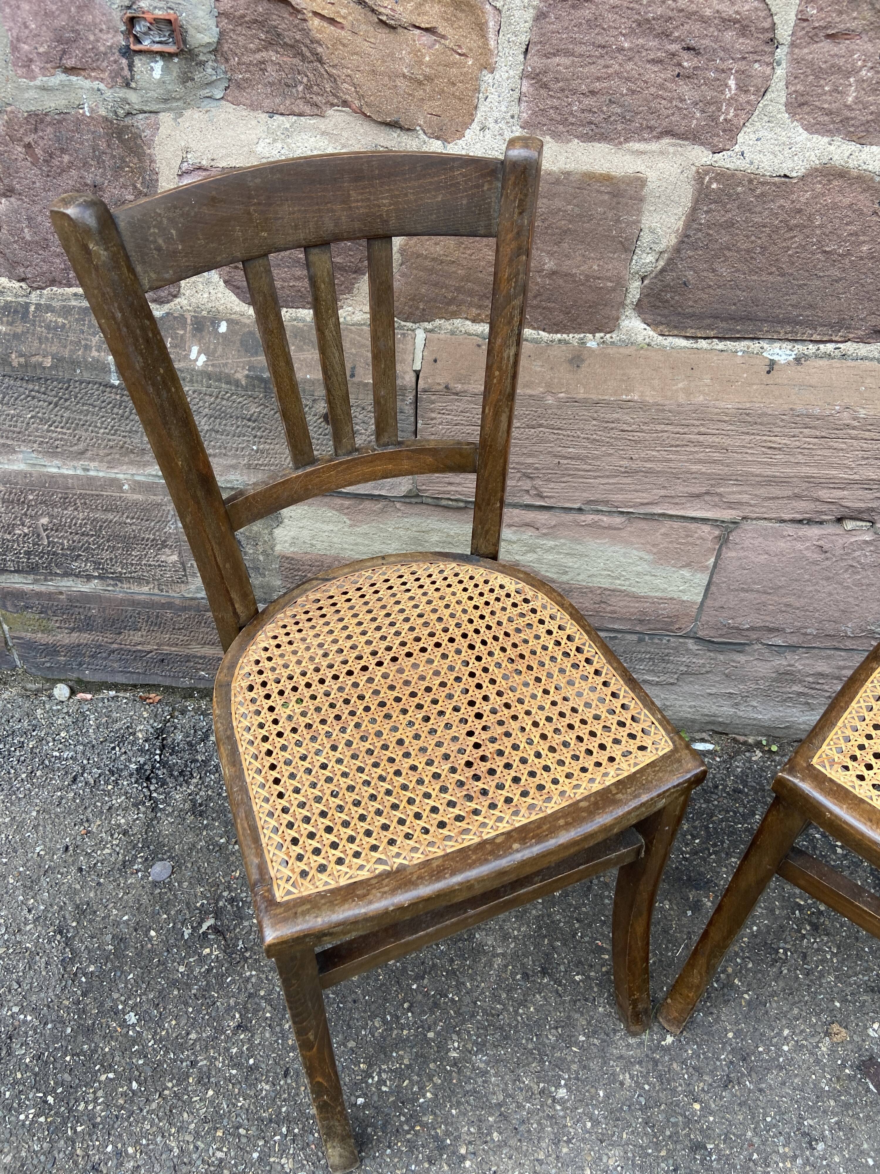 Pair of vintage peasant bistro chairs 1930