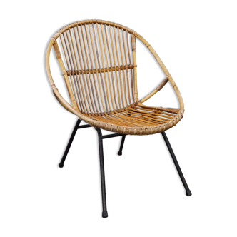 Vintage rattan armchair, Dutch Design, 1960