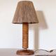 Turned wood lamp and jute lampshade