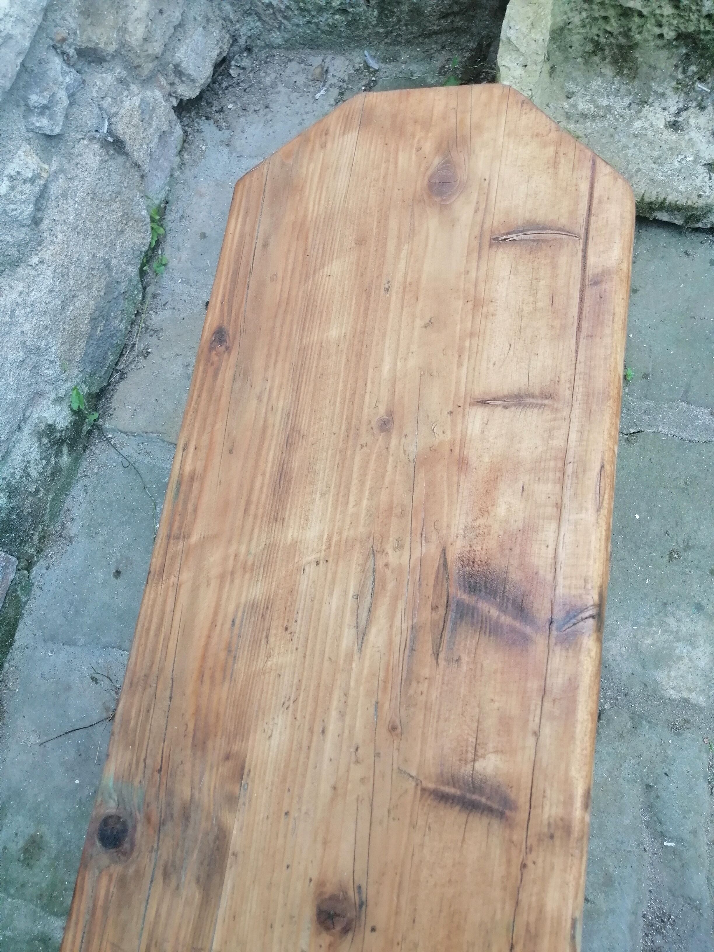 Long wooden farm bench 144cm