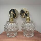 Pair of vintage glass gold wall sconces